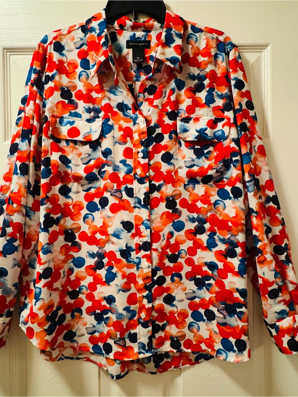 Investments Women's Button-Down Shirt in White, Red, Blue